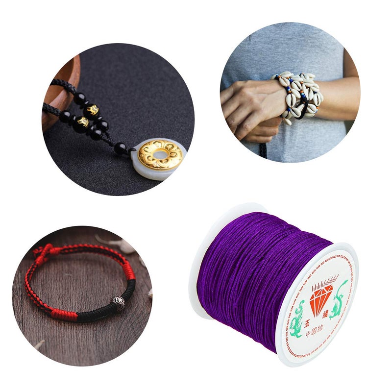 Mayitr 0.8mm Nylon Cord, Nylon Beading String Knotting Cord, Thread Chinese Knot Macrame Rat-Tail Bracelet Braided String (Purple) - Image 4